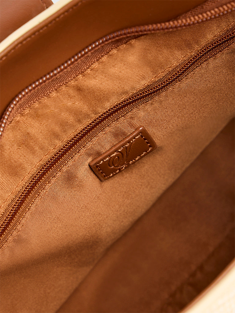 Westside Cream Textured Canvas Shoulder Bag