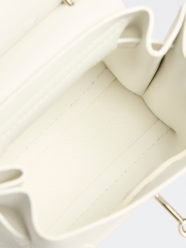 Westside White Textured Mini Sling Bag