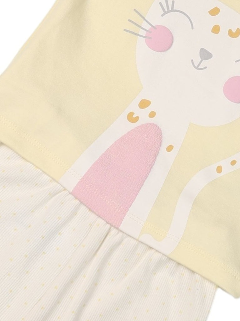 HOP Baby Girls Multicolour Printed Cotton T-Shirt and Pants Set - Exclusive