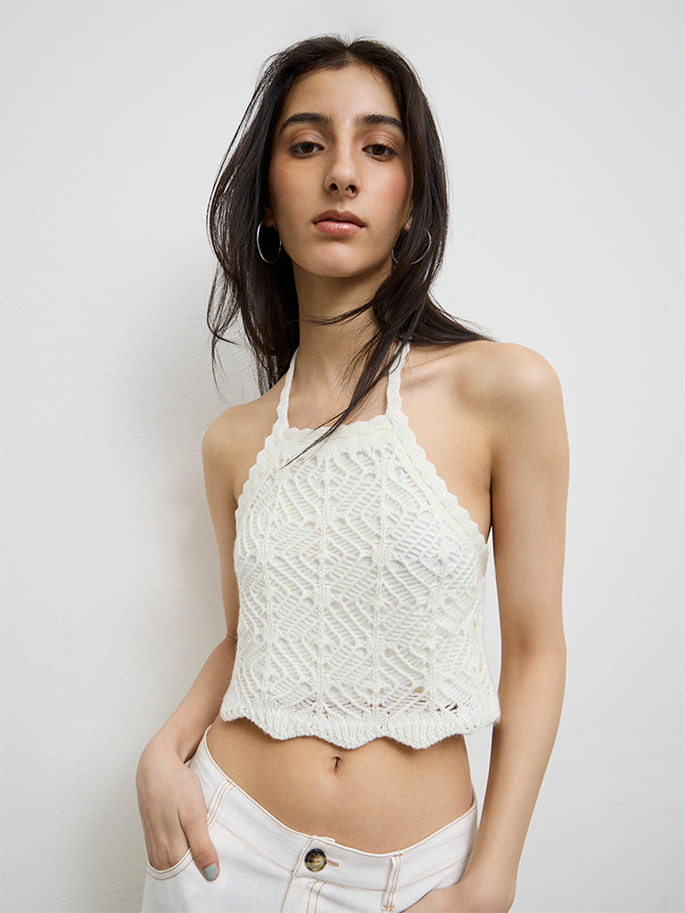 トップス marno Chloe knit tops white Buy Nuon White Crochet-Knit Top from Westside
