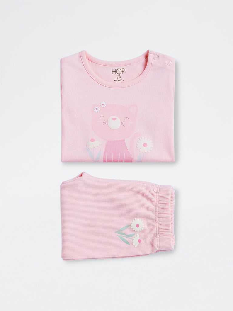 2-Piece HOP Baby Girls Pink Cotton Set