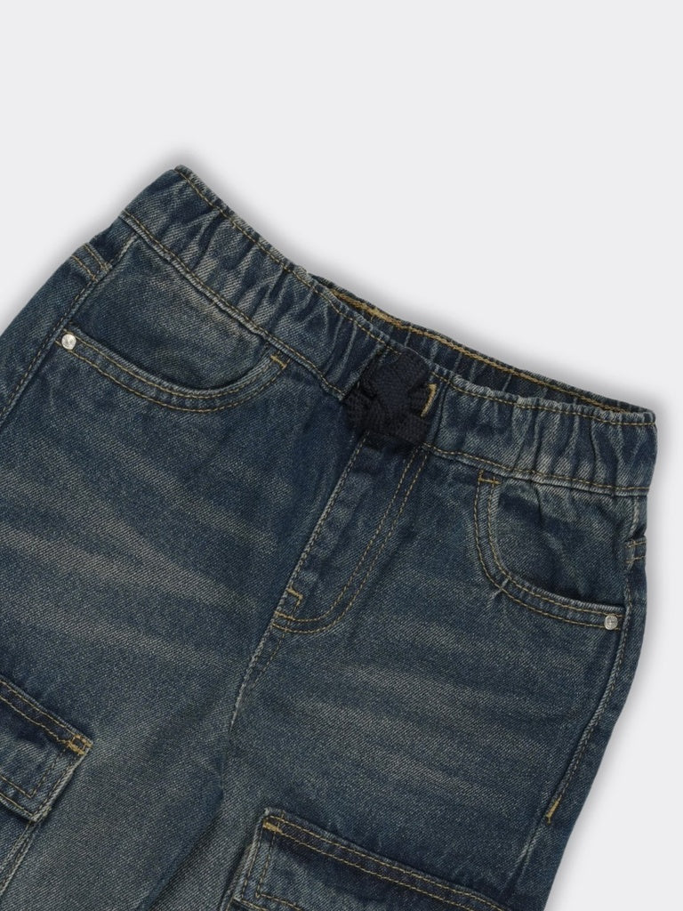HOP Kids Boys Dark Blue Cargo Detail Regular Fit Jeans
