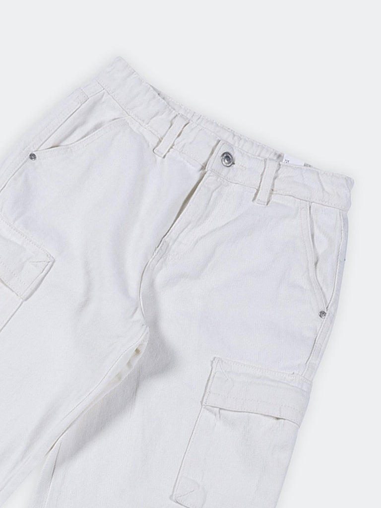Boys Off-White Straight Fit Denim Cargo Jeans