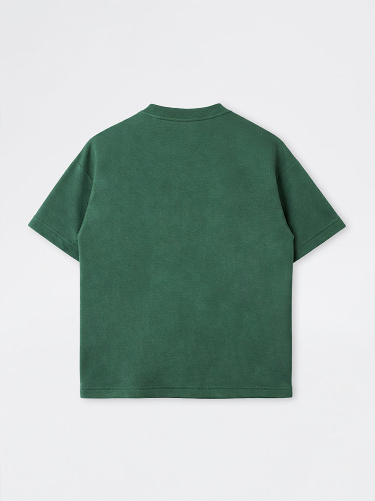 Nuon Green Typographic Relaxed-Fit Cotton-Blend Shirt