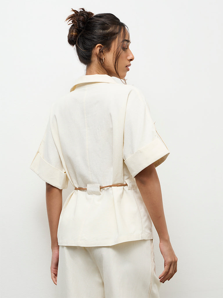 LOV Off-White Blouse with a Belt