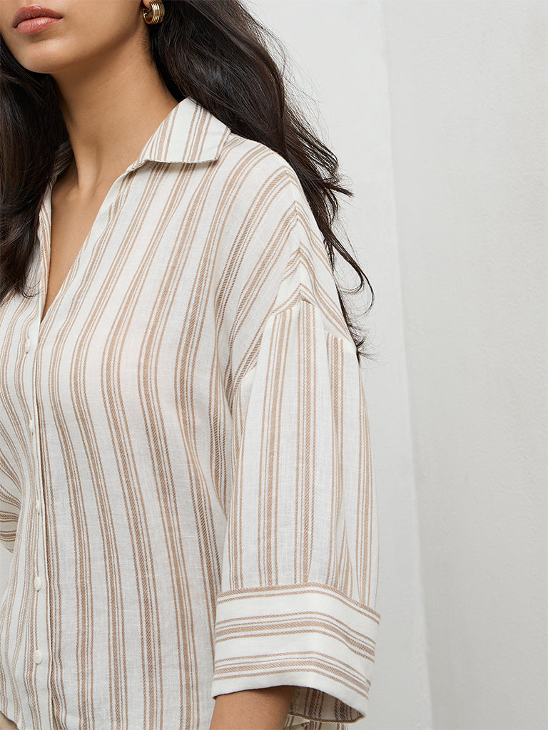 LOV Beige Striped Shirt