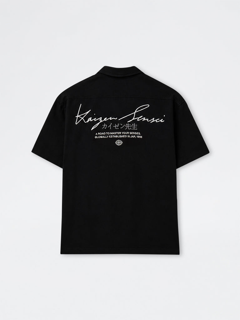 Nuon Black Text Embroidered Relaxed-Fit Shirt