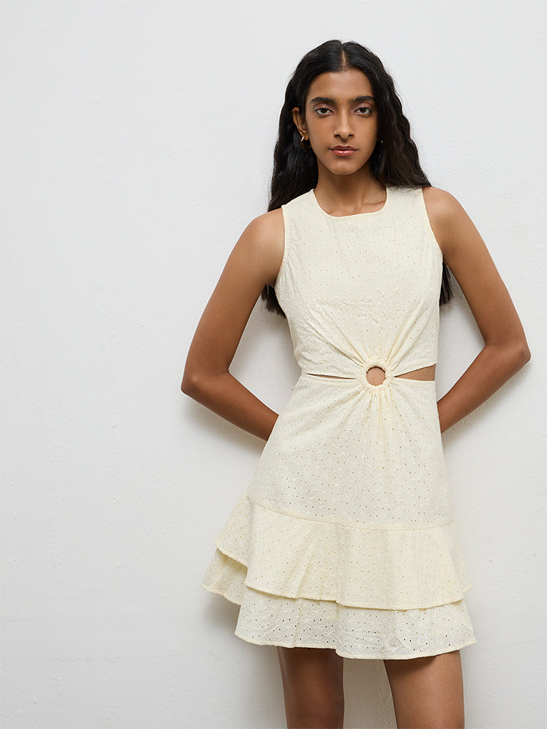 90s slip dress over t shirt Buy Bombay Paisley Off-White Cut-Out-Detail Cotton A-Line Dress from  Westside