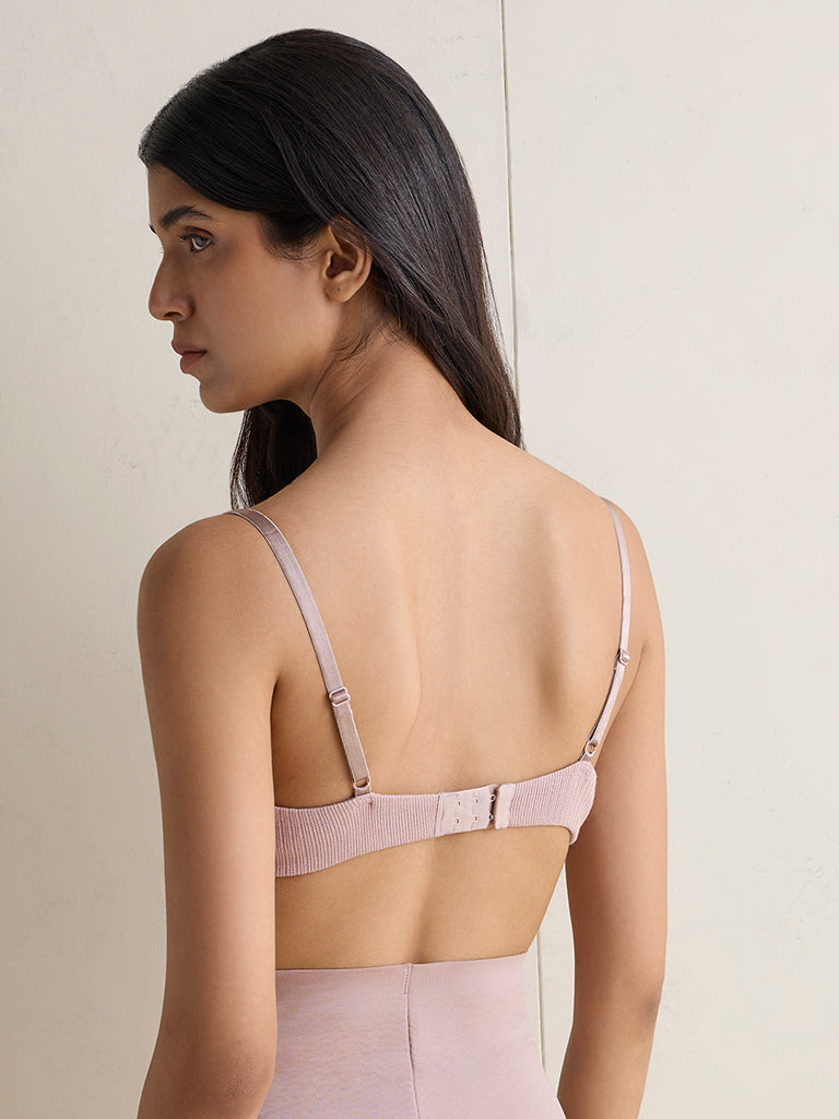 Wunderlove Beige Ribbed Underwired Bra