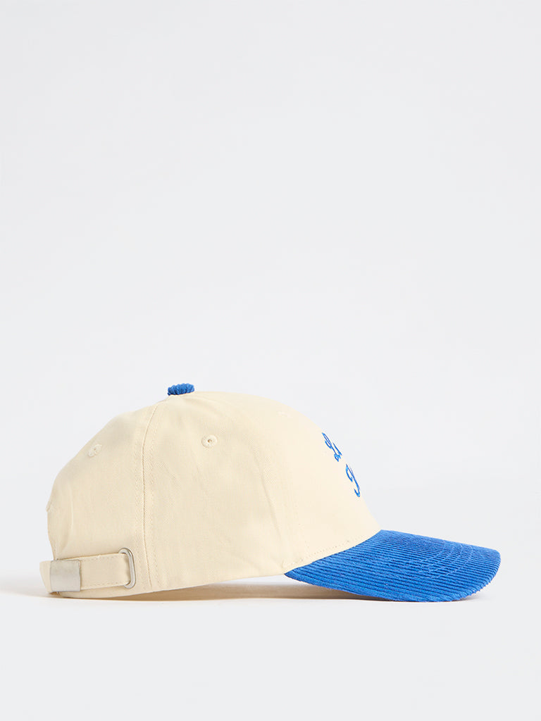 Wunderlove Off-White Text Embroidered Cap