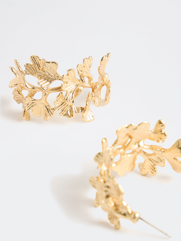 Westside Accessories Gold Floral Hoop Earrings