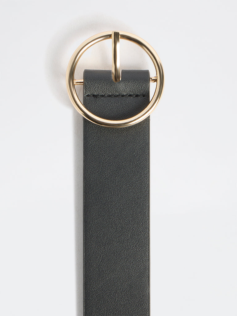 Westside Accessories Black Round Buckle Belt