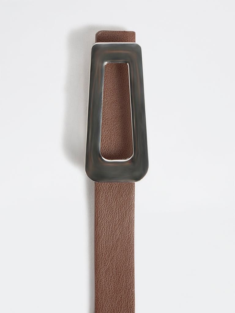 Westside Accessories Brown Triangle Buckle Belt