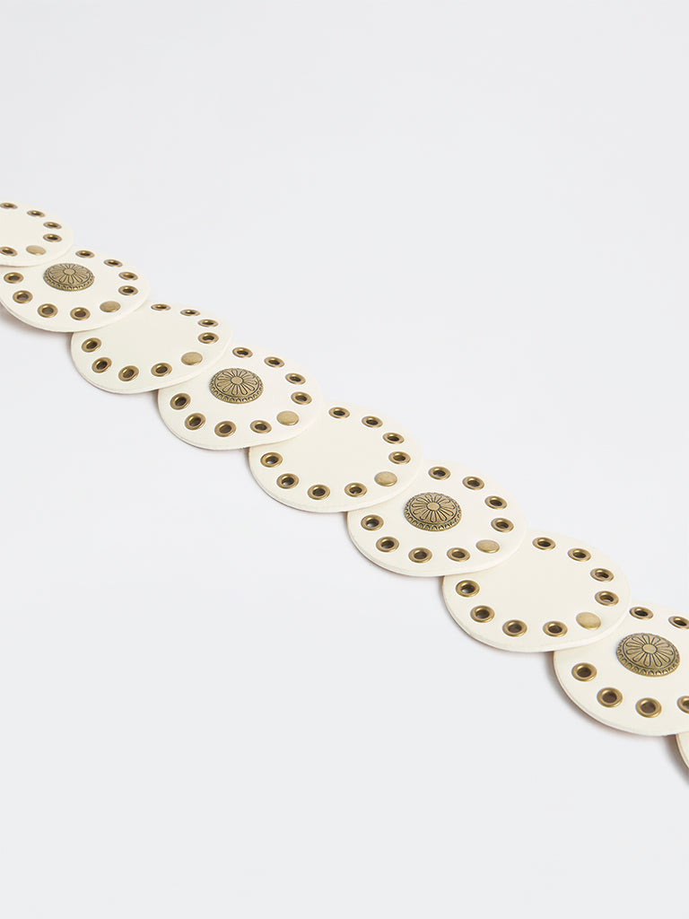 Westside Accessories White Eyelet-Detailed Disc Belt