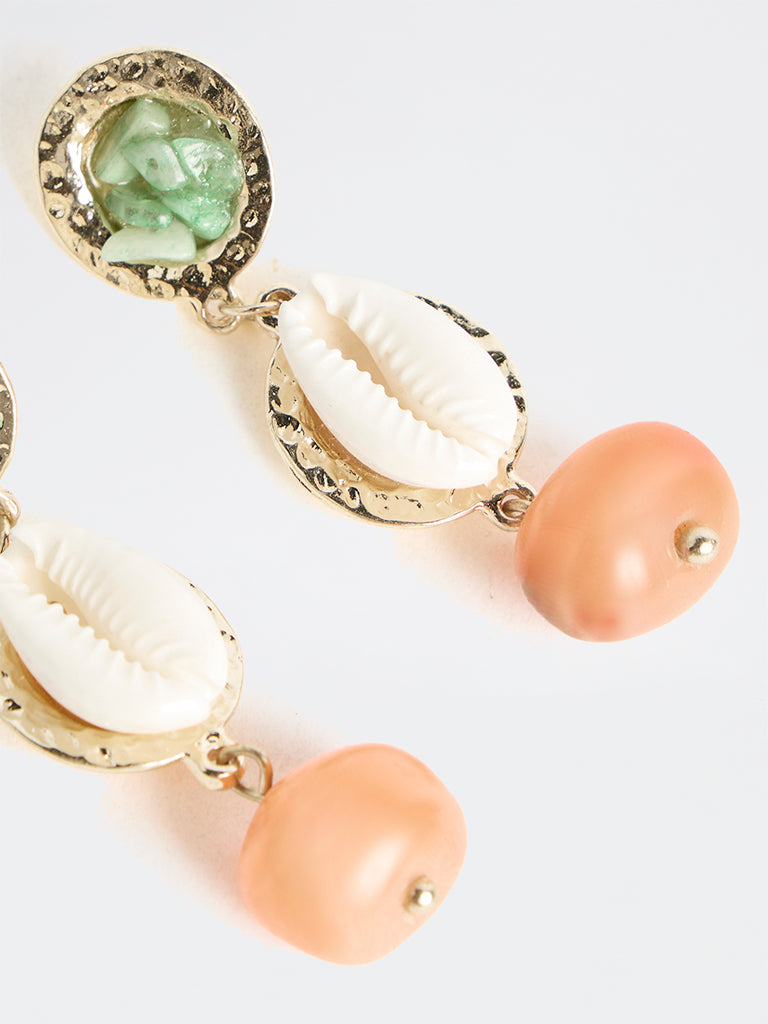 Westside Accessories Multicolour Shell and Bead Dangler Earrings
