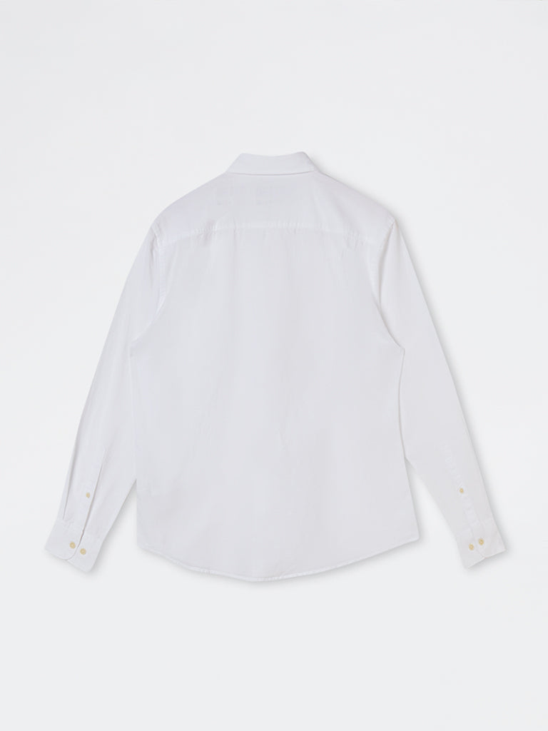WES Casuals White Relaxed-Fit Cotton-Blend Shirt