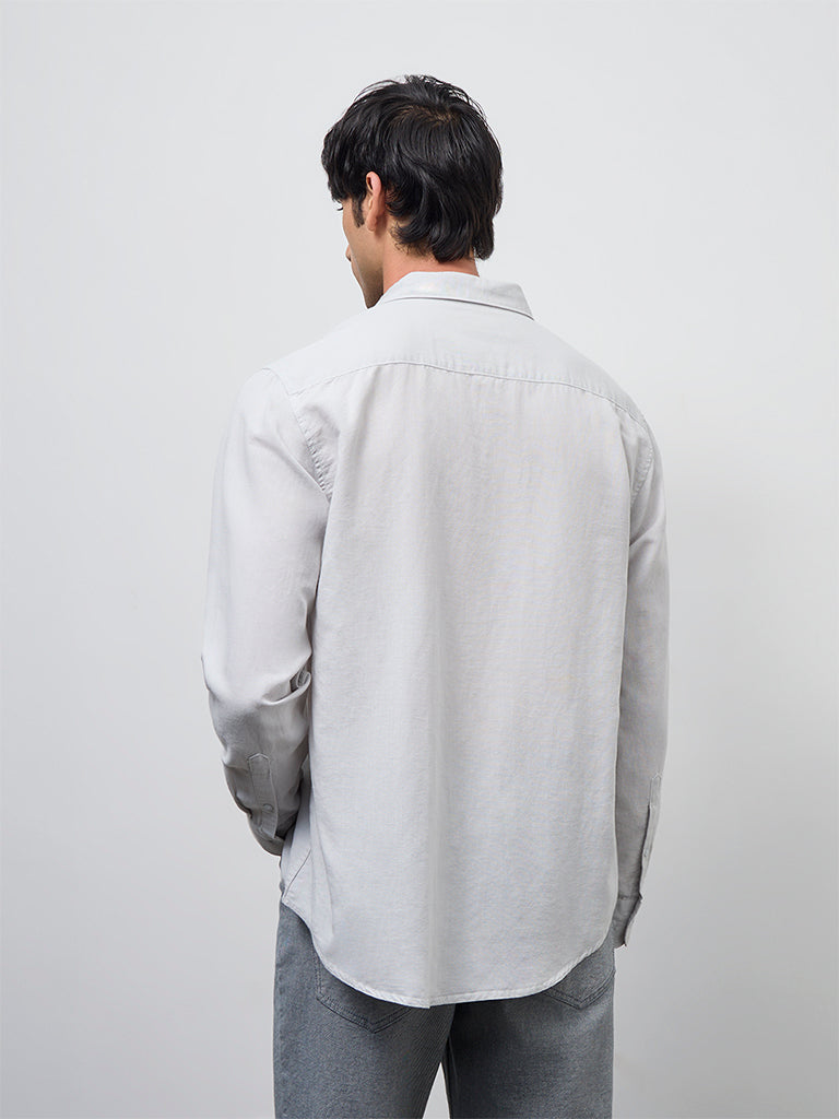 WES Casuals Grey Relaxed-Fit Cotton-Blend Shirt