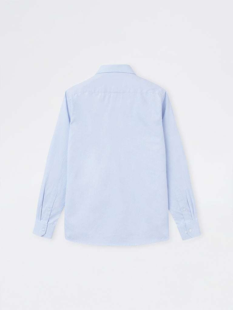WES Formals Light Blue Relaxed-Fit Cotton Shirt