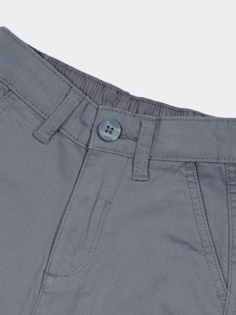 HOP Kids Boys Petro Blue Solid Regular Fit Cotton-Blend Shorts