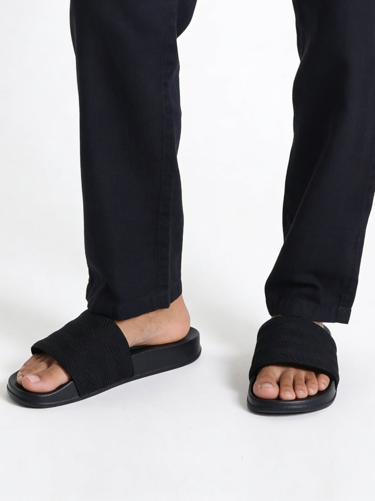 SOLEPLAY Black Knit Slides