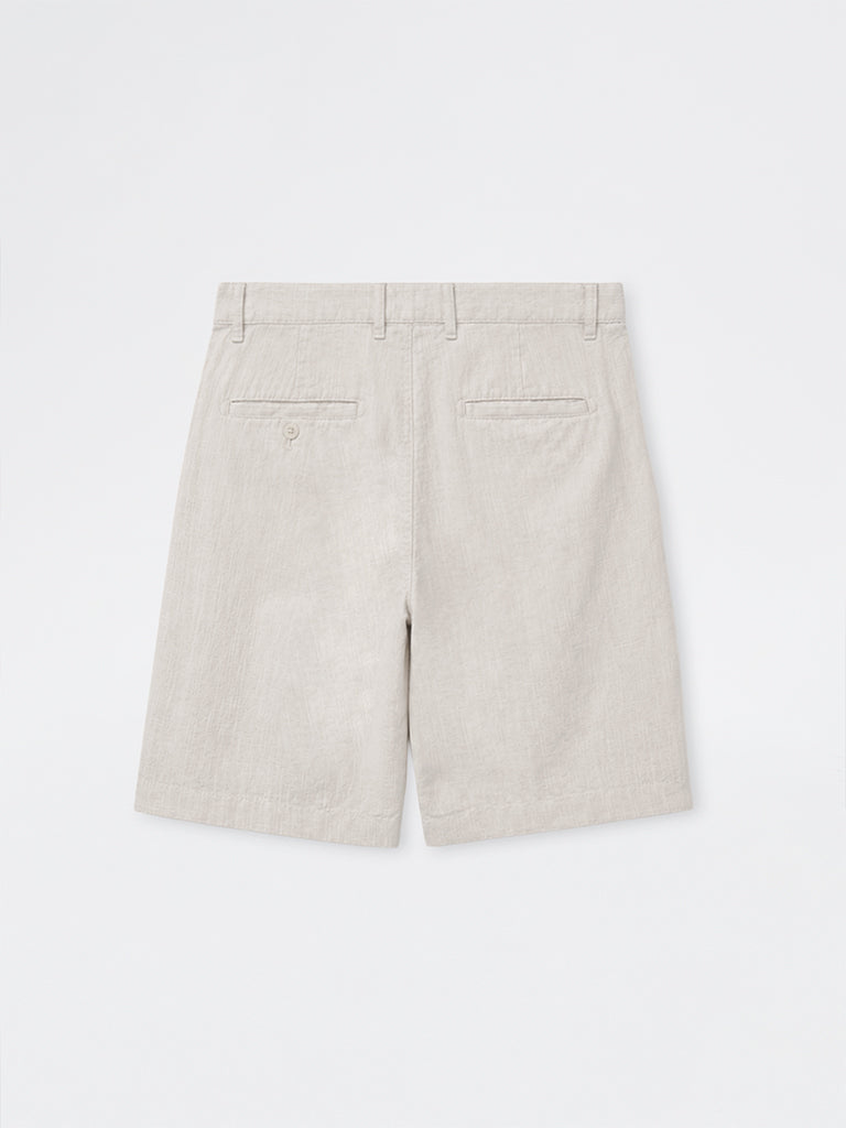 Ascot Off-White Relaxed-Fit Mid-Rise Cotton-Blend Shorts