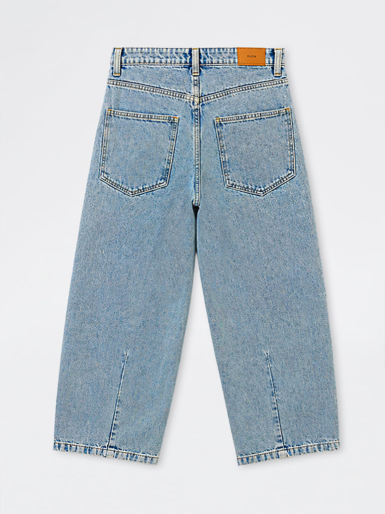 Nuon Light Blue Barrel-Fit Mid-Rise Jeans