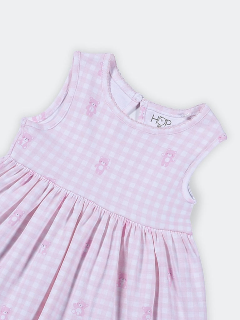HOP Baby Girls Multi-Colored Printed Fit and Flare Cotton Dress Set