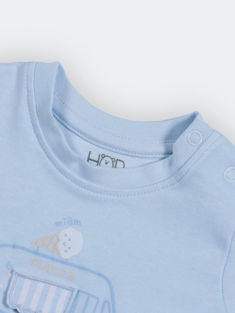 HOP Baby Boys Blue Printed Cotton T-Shirt