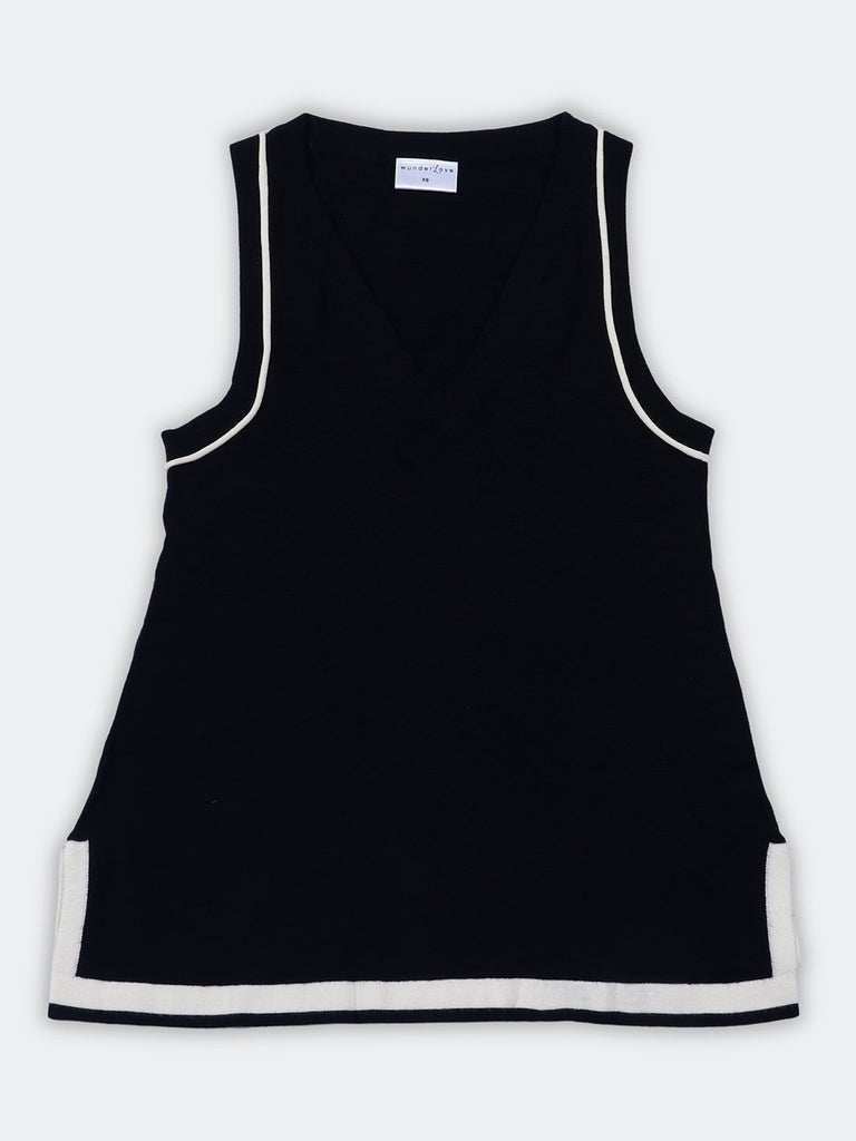 Wunderlove Black Contrast Detailed V-Neck Top