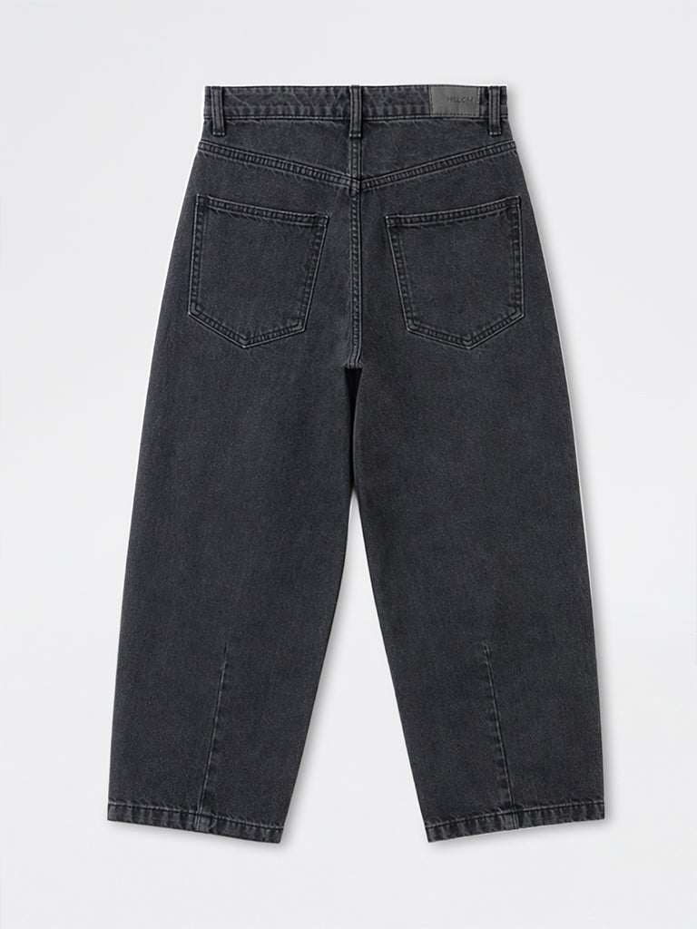 Nuon Charcoal Barrel-Fit Mid-Rise Jeans