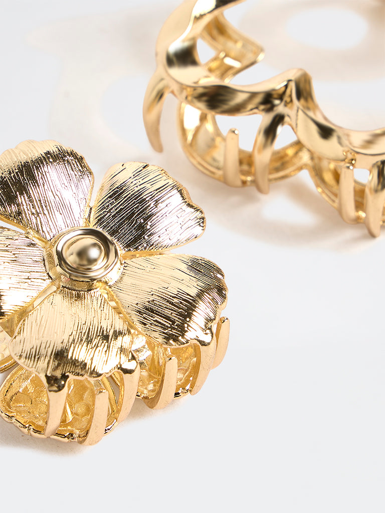 Westside Accessories Gold Flower Claw Clips - Pack of 2