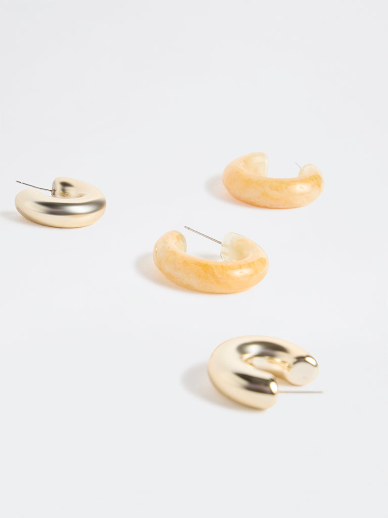 Westside Accessories Gold and Orange Hoop Earrings