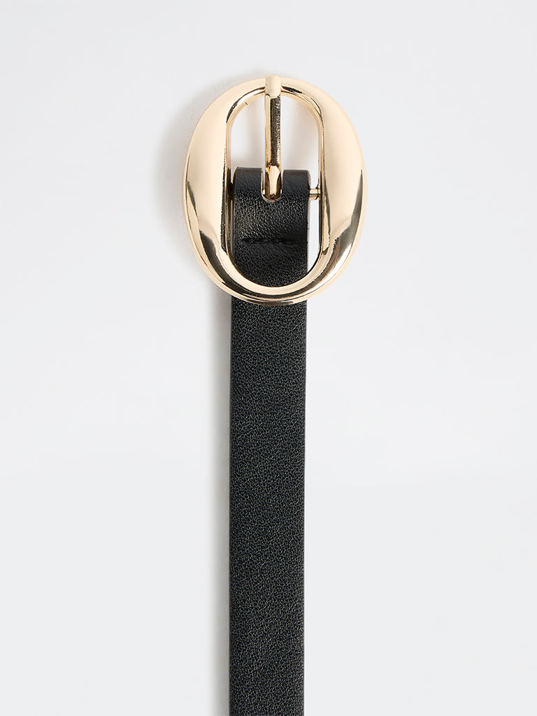 Westside Accessories Black Oval Puff Buckle Belt