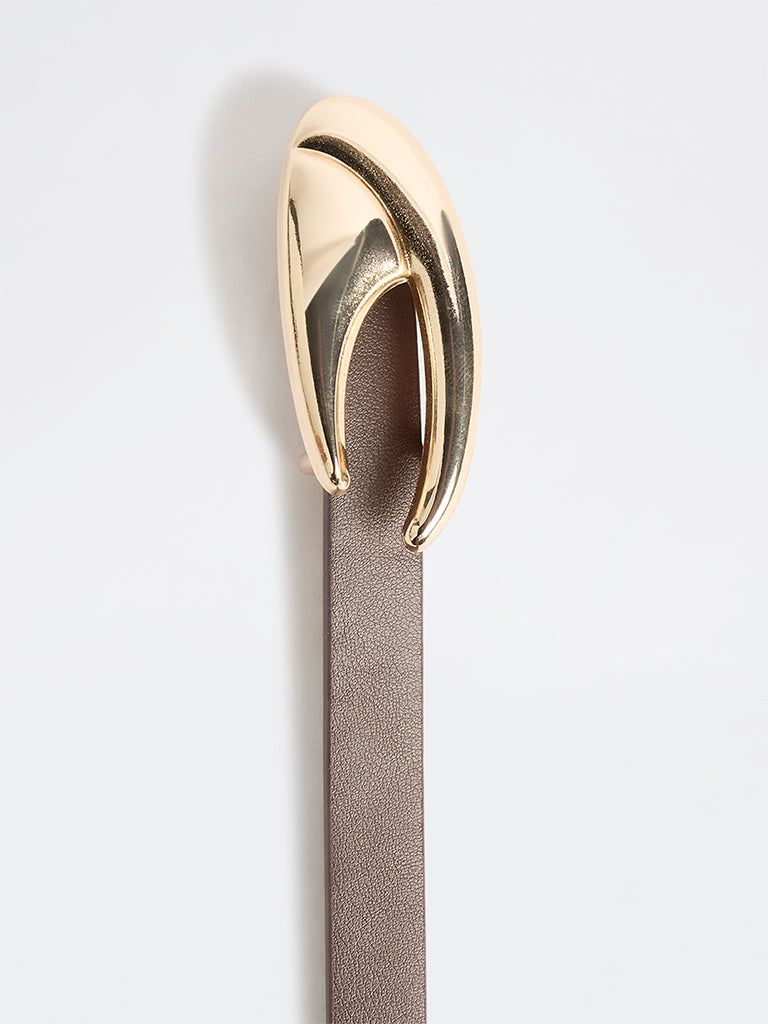 Westside Accessories Brown Puff Buckle Belt