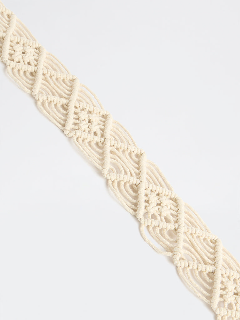 Westside Accessories Off-White Macrame Belt