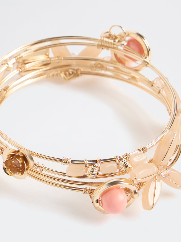 Westside Accessories Peach Beaded Coil Bracelet