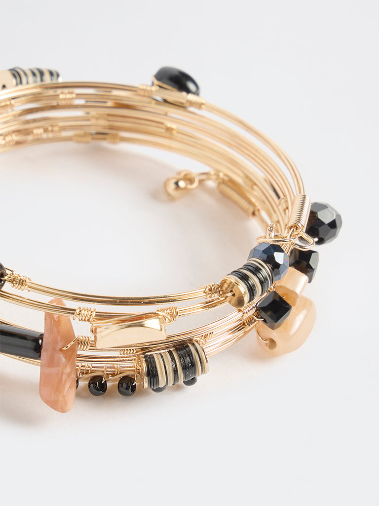Westside Accessories Black Beaded Coil Bracelet