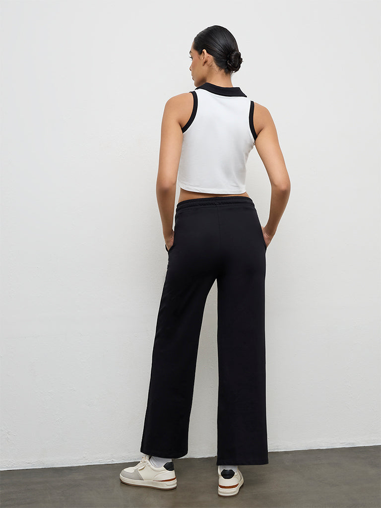 Nuoflexx Black High-Rise Cotton Pants