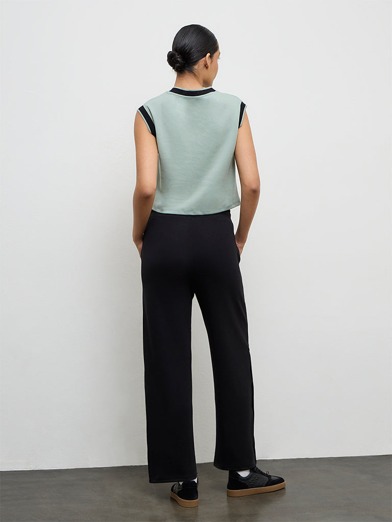 Nuoflexx Black Button-Detailed High-Rise Pants