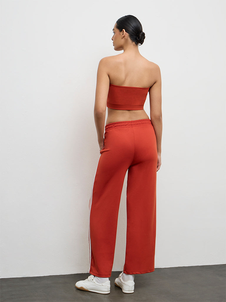 Nuoflexx Red Striped High-Rise Track Pants