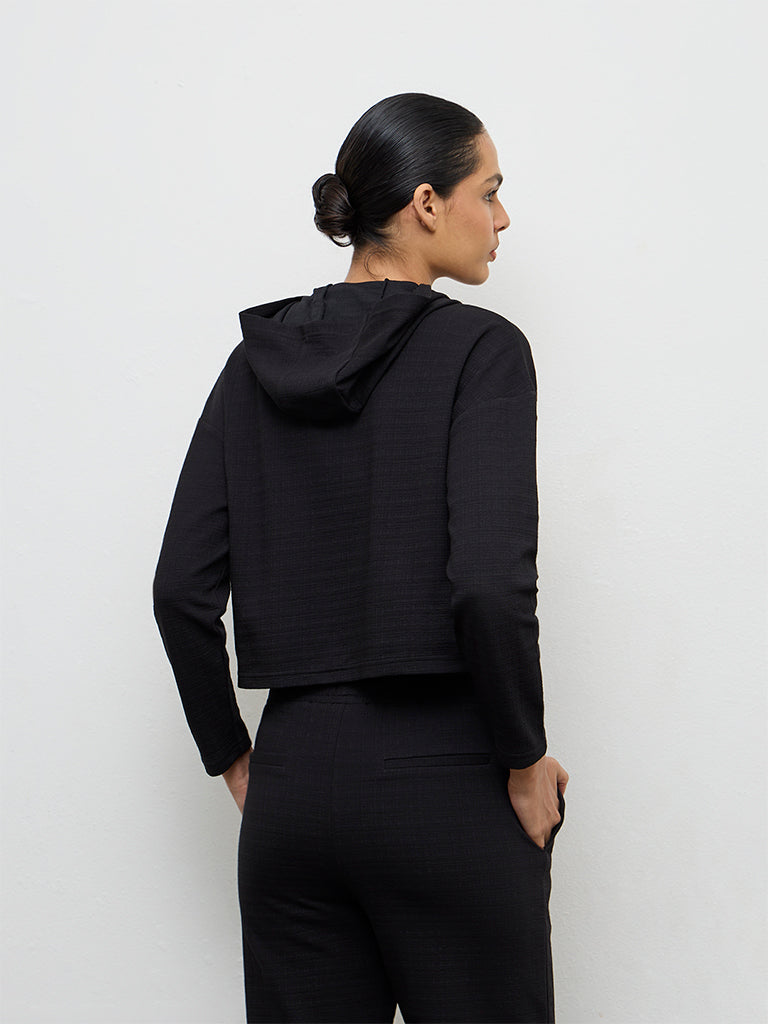 Nuoflexx Black Textured Hooded Jacket