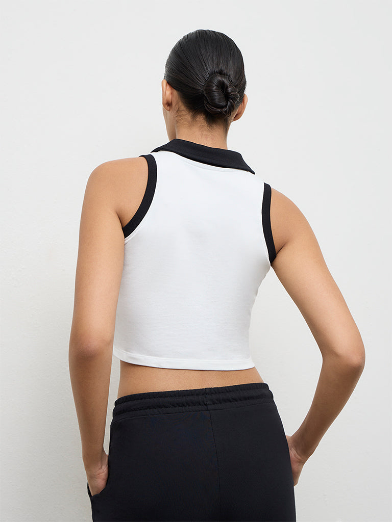 Nuoflexx White Cotton-Blend Top