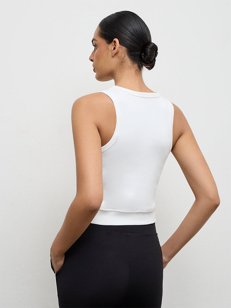 Nuoflexx Off-White Cotton Tank Top