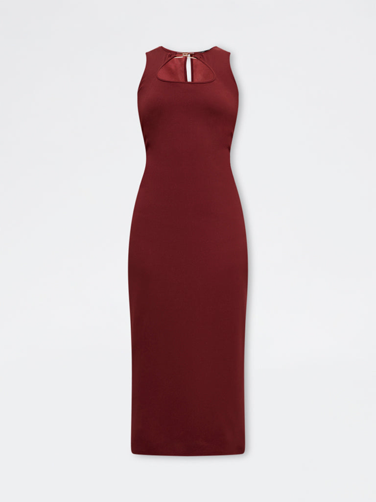 Wardrobe Red Hardware Detailed Bodycon Dress