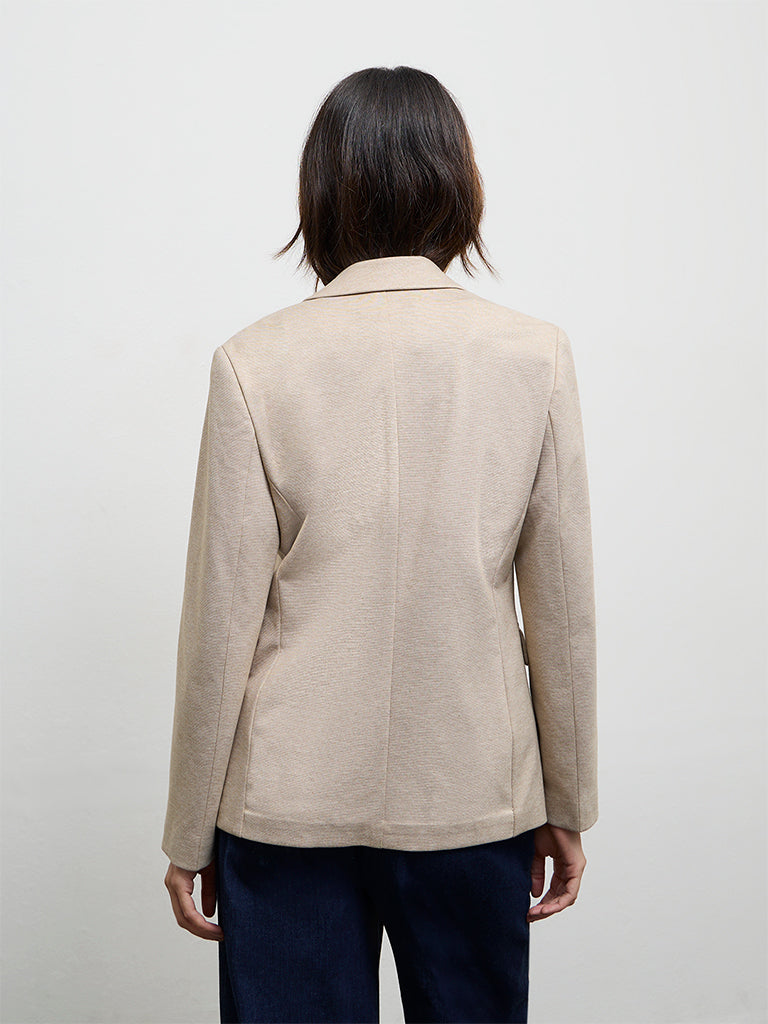 Wardrobe Beige Solid Blazer
