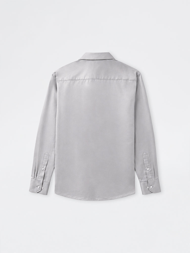 WES Formals Grey Slim-Fit Cotton Shirt