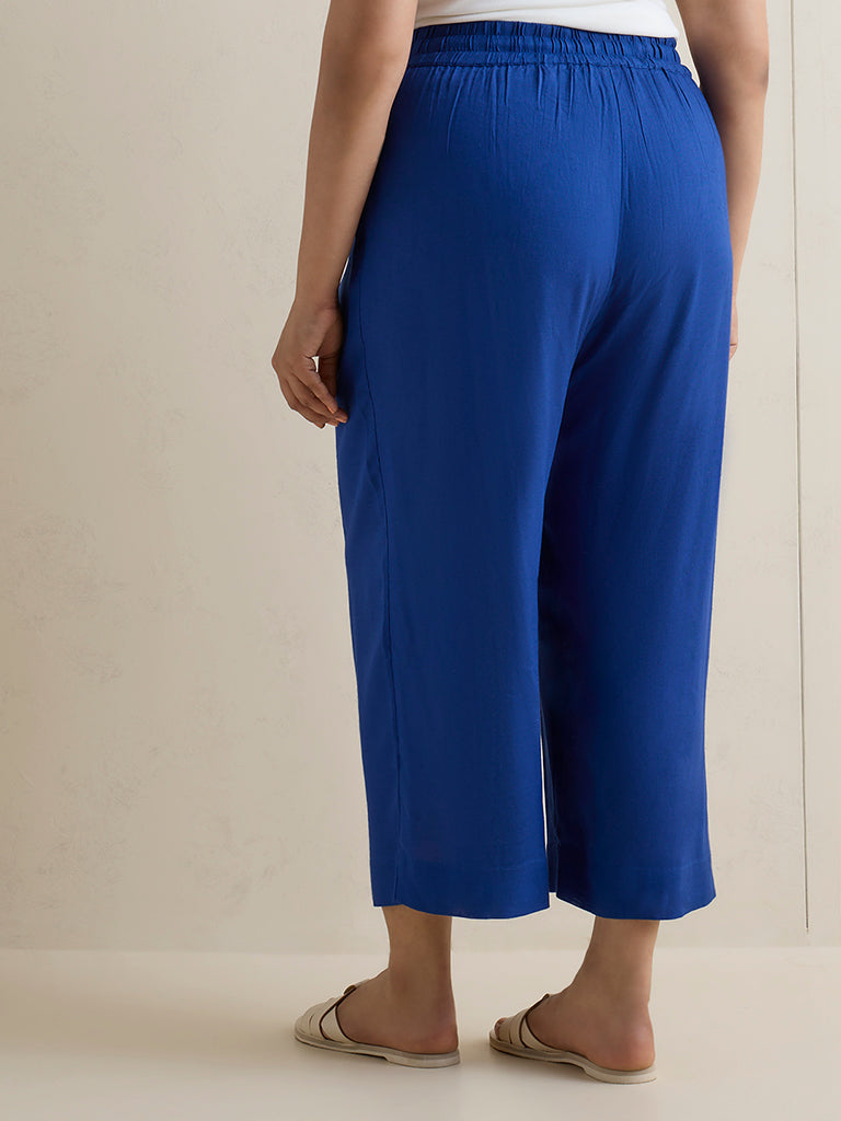 Diza Blue Solid Pants