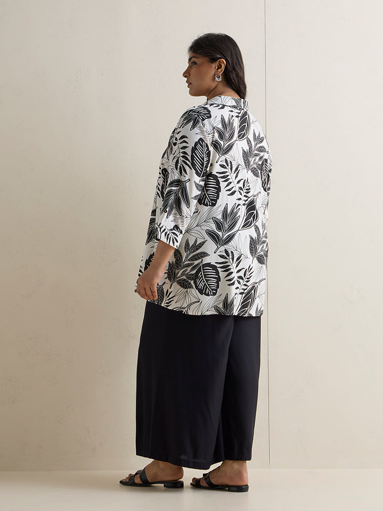 Diza White Botanical Printed Tunic