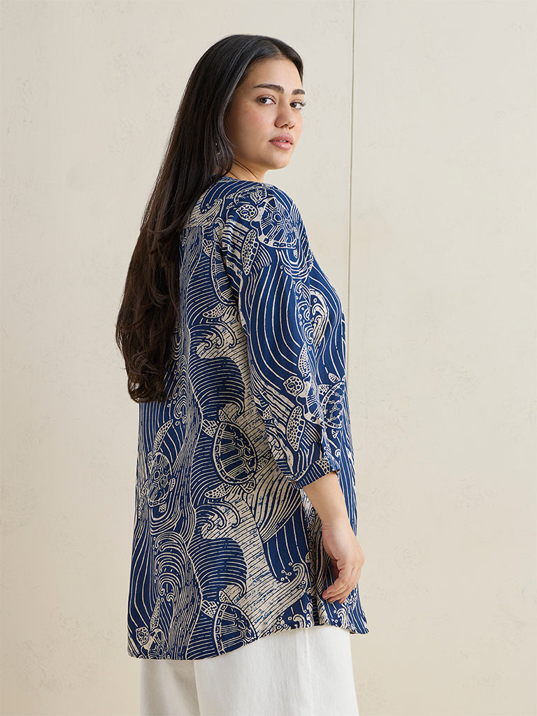 Diza Indigo Turtle Printed Tunic