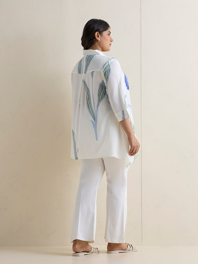 Diza White Floral Printed Tunic